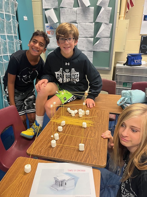 WVMSDragons's tweet image. 🏛️ 7th grade Latin students applied their knowledge of Roman architecture by recreating temples from the Roman Forum using spaghetti and marshmallows. A creative way to bring classical civilization to life! #LatinClass #WVMS #LMSD
