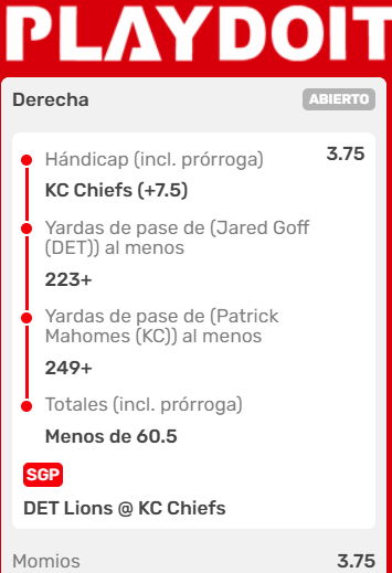 N4y4Ch3r_M1nd's tweet image. 💣 Todo o nada, sin miedo al reloj

KC +7.5
Goff 223+
Mahomes 249+
Under 60.5

Momio total: 3.75

📊 Lectura fría, ejecución con fuego.
Si esto pega, revivimos el bank.
Si no… al menos caemos con estrategia, no por corazonada.

#ParleySeguro #TodoONada #NayaPower #Playdoit…
