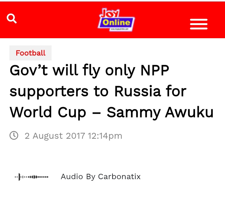 It was surprising to hear a statement like that from the NPP youth organizer, Sammy Awuku.
