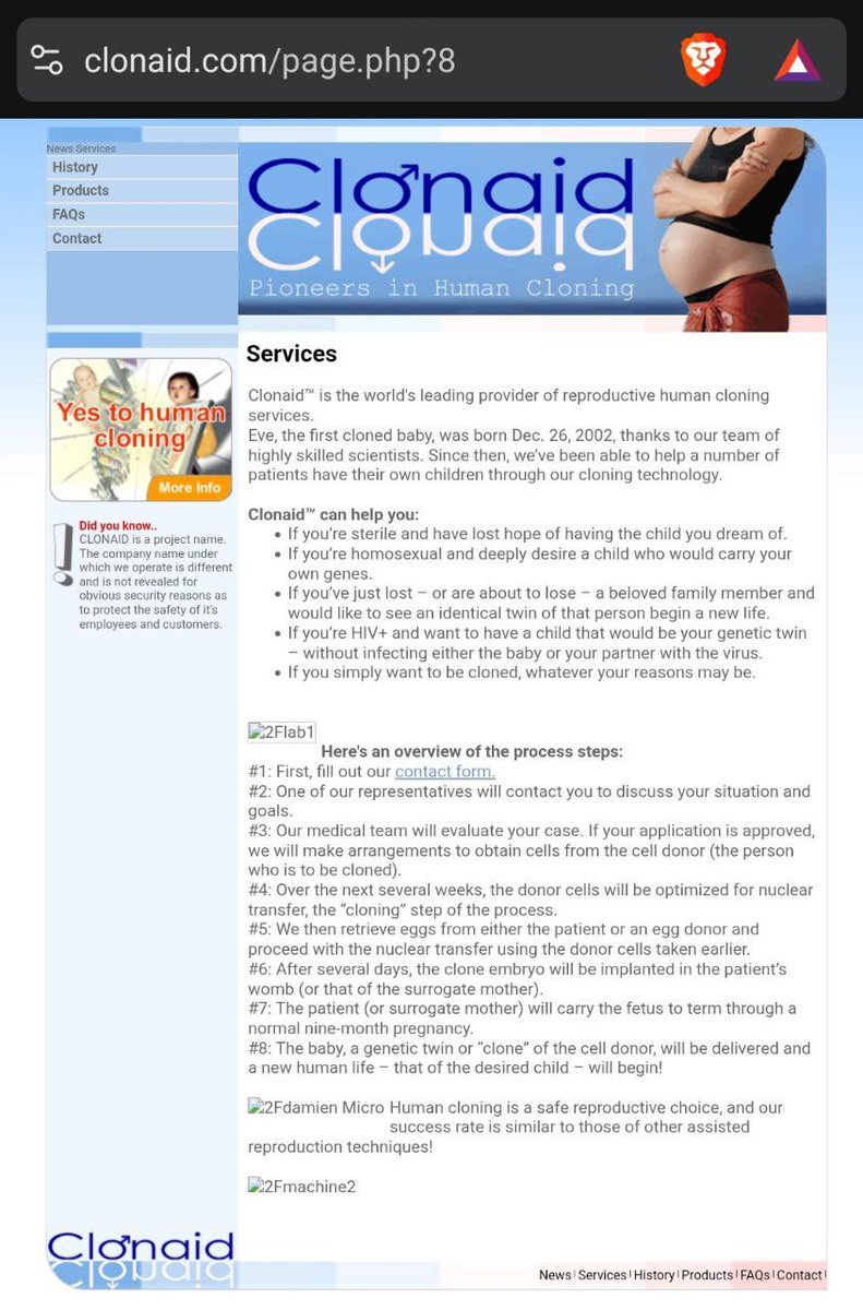 Nancy023922191's tweet image. Clonaid. Human cloning.