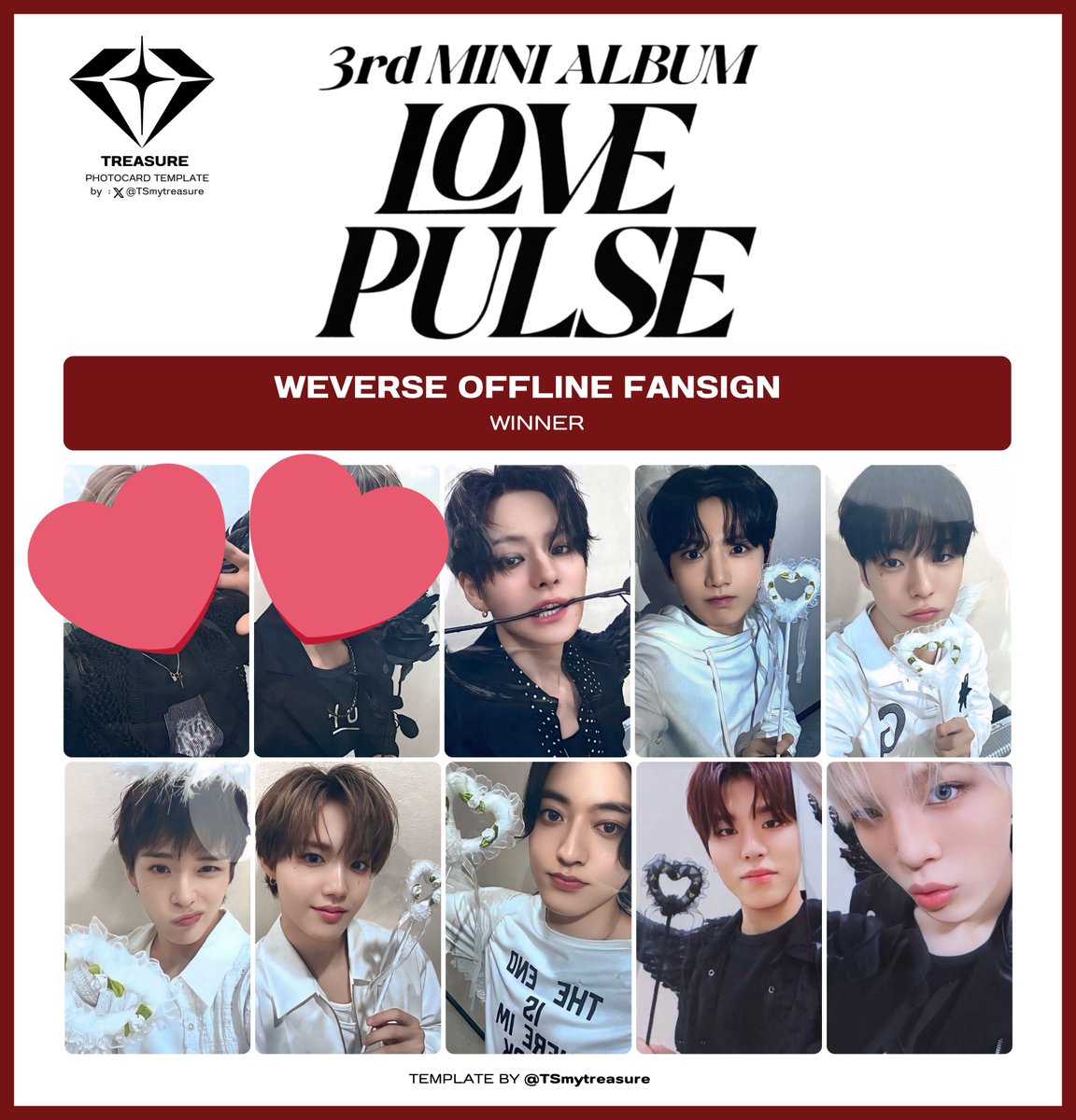 WTS / LFB

TREASURE Love Pulse WeVerse Offline Fansign Winner Benefit Photocard

📩 DM your offer to claim.
Selling only if all are taken. STBO.