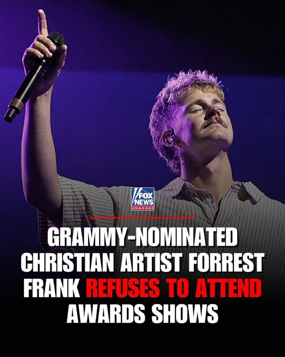 🚨BREAKING: Gospel singer Forrest Frank has declined his Grammy nomination, saying he won’t attend the awards.

His decision has sparked discussion among Christians about whether gospel artists should participate in mainstream award shows that often celebrate secular themes.