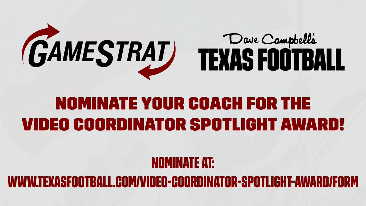 dctf's tweet image. ‼️ATTENTION COACHES‼️
Dave Campbell's Texas Football and @GameStrat are partnering to spotlight Video Coordinators across Texas!
Know a Video Coordinator worthy of recognition? Nominate them using the link below!
texasfootball.com/video-coordina…
