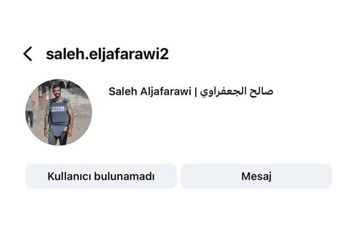 Instagram, bugün şehit olan Gazzeli Gazeteci Salih’in hesabını kapattı. 
Nasıl alçak bir sistemle karşı karşıya olduğumuzun belgesi.
