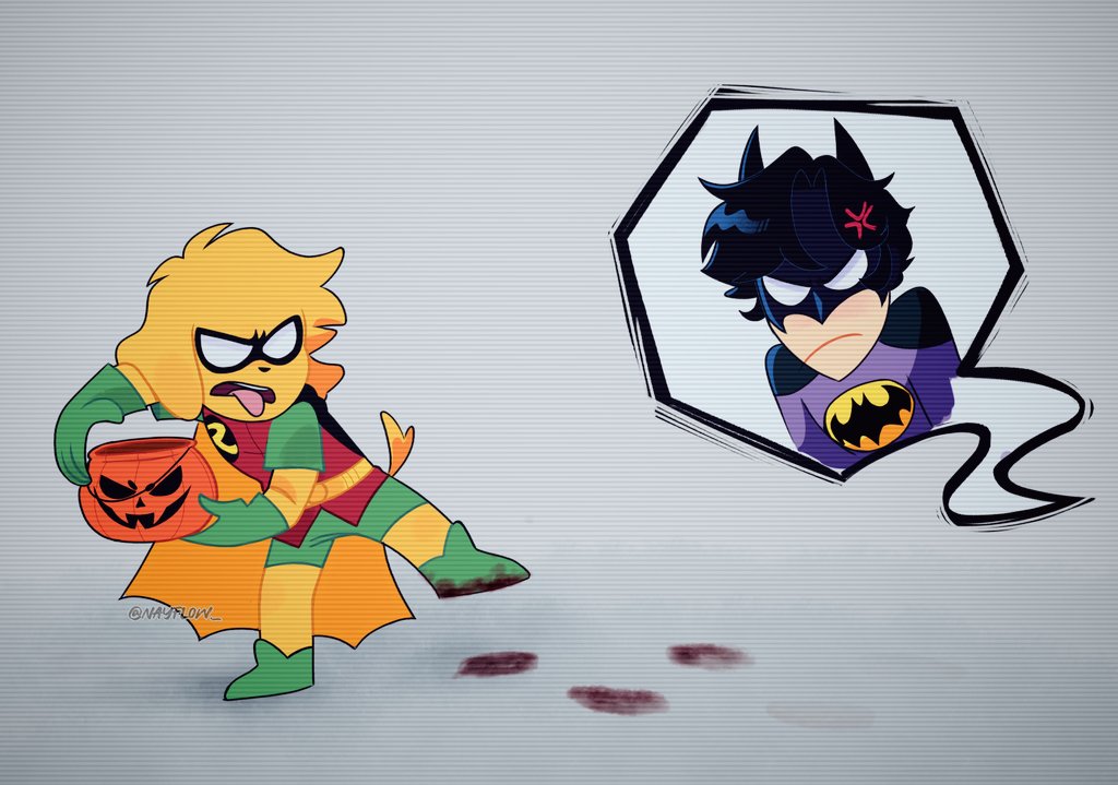 Día 12: Huellas 🐾 

🐶: Ayyy,creo que pise algo!
🦇: Tonto,ni creas que vas a entrar a la casa así! 😤
🐶:wakala...

(Algo rápido pq me quedé sin tiempo 😭)
#CoMPaSTober2025 #CoMPaS #Fanart