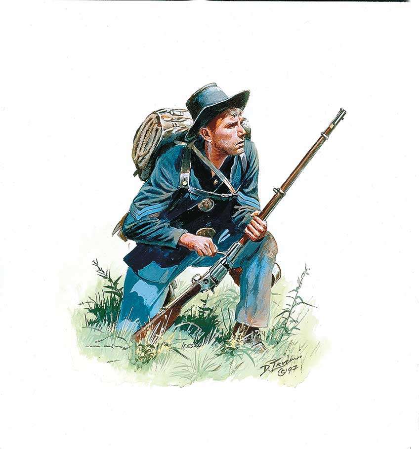 Bigfoot_Victim's tweet photo. One Federal unit that used this rifle was the 21st Ohio.

The 21st Ohio was issued the Colt revolving rifles . During the 1863 Battle of Chickamauga, the unit was able to drive back numerous Confederate attacks due to the rate of fire they had with the 1855. https://t.co/KRfHqO7ZSh