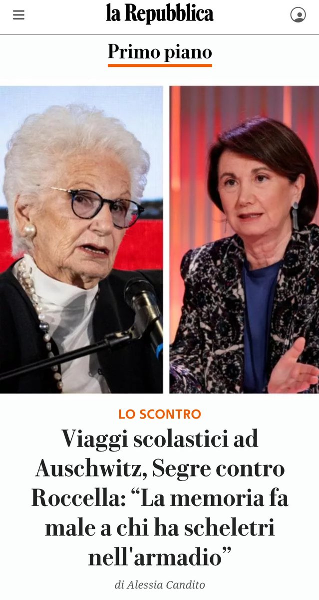a____capo's tweet photo. Giubilei, Tajani, La Russa, Salvini, Cerno, Porro &amp; co. questa volta non esprimono solidarietà a #LilianaSegre per le parole oscene della ministra #Roccella.
Perché?
Perché usavano la Segre solo per dare contro a Francesca Albanese e far  felice l'amico Netanyahu. https://t.co/rtBb74m9BX