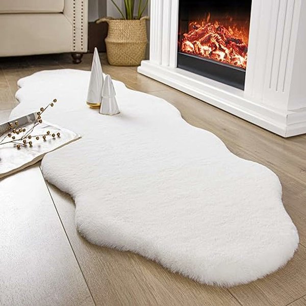 I just received Ashler Faux Rabbit Fur Rug, White 2x6 ft Soft Fluffy Faux Fur Runner Rug, Shaggy Area Rug for Bedroom, Living Room, Machine Washable Nursery Rug from Anonymous via Throne. Thank you! throne.com/mandiminxxx #Wishlist #Throne