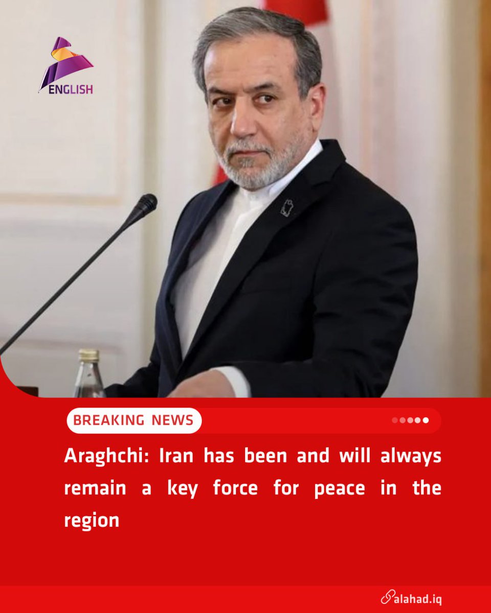 ahad_en's tweet image. Araghchi: Iran has been and will always remain a key force for peace in the region
#Iraq #Aragchi #Iran_Remain_Key_Force #Peaxce_Region #Iran_News