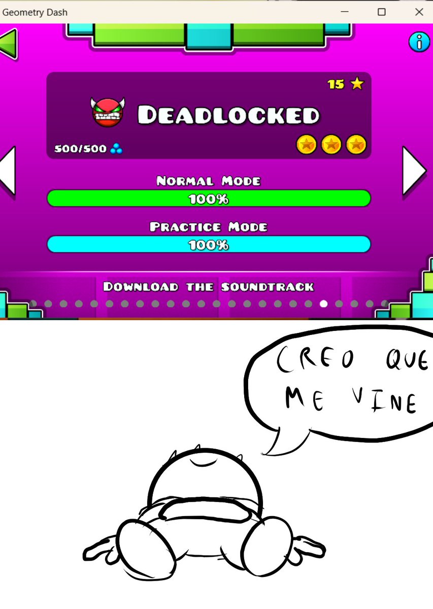 eljavart's tweet image. Casi 4 años...... Casi 4 putos años....

#GeometryDash #deadlocked