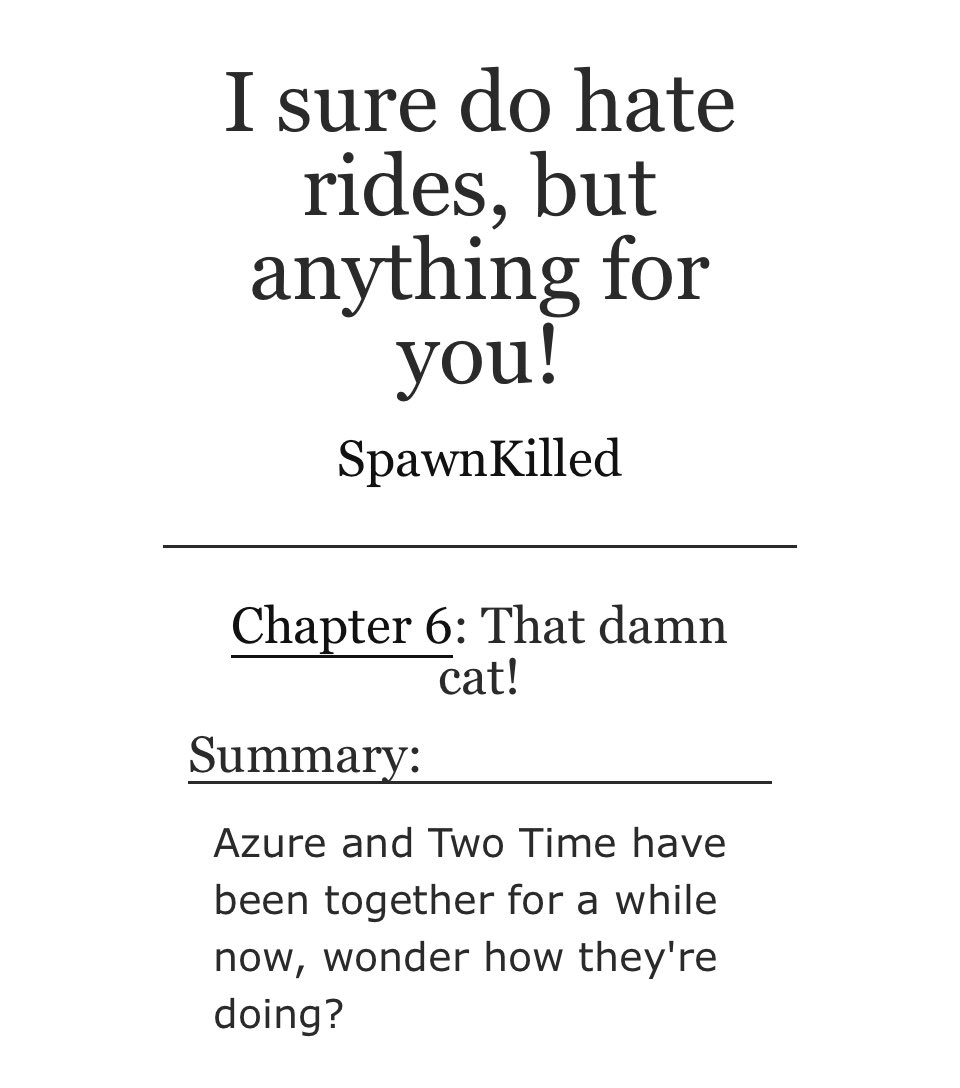 SpawnKillism's tweet image. It’s over it’s done,,the last chapter!!! Wah!

#timeazure #azuretime 

archiveofourown.org/works/70134681…