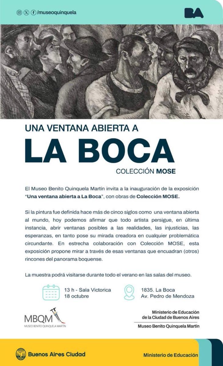 AgrupImpulso's tweet photo. Próximo sábado 18/10 en @MuseoQuinquela con @ColeccionMose https://t.co/9oeaLLjQOt