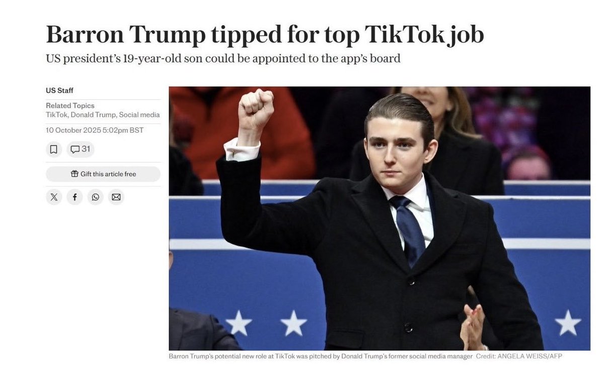Hunter Biden: Georgetown undergrad and Yale Law. Lawyer and businessman. 

MAGA feverishly claimed he was unqualified to serve on the board of a natural gas company. 

Barron Trump: Dropped out after one semester at NYU. 

MAGA thinks he’s qualified to be on the board of TikTok.