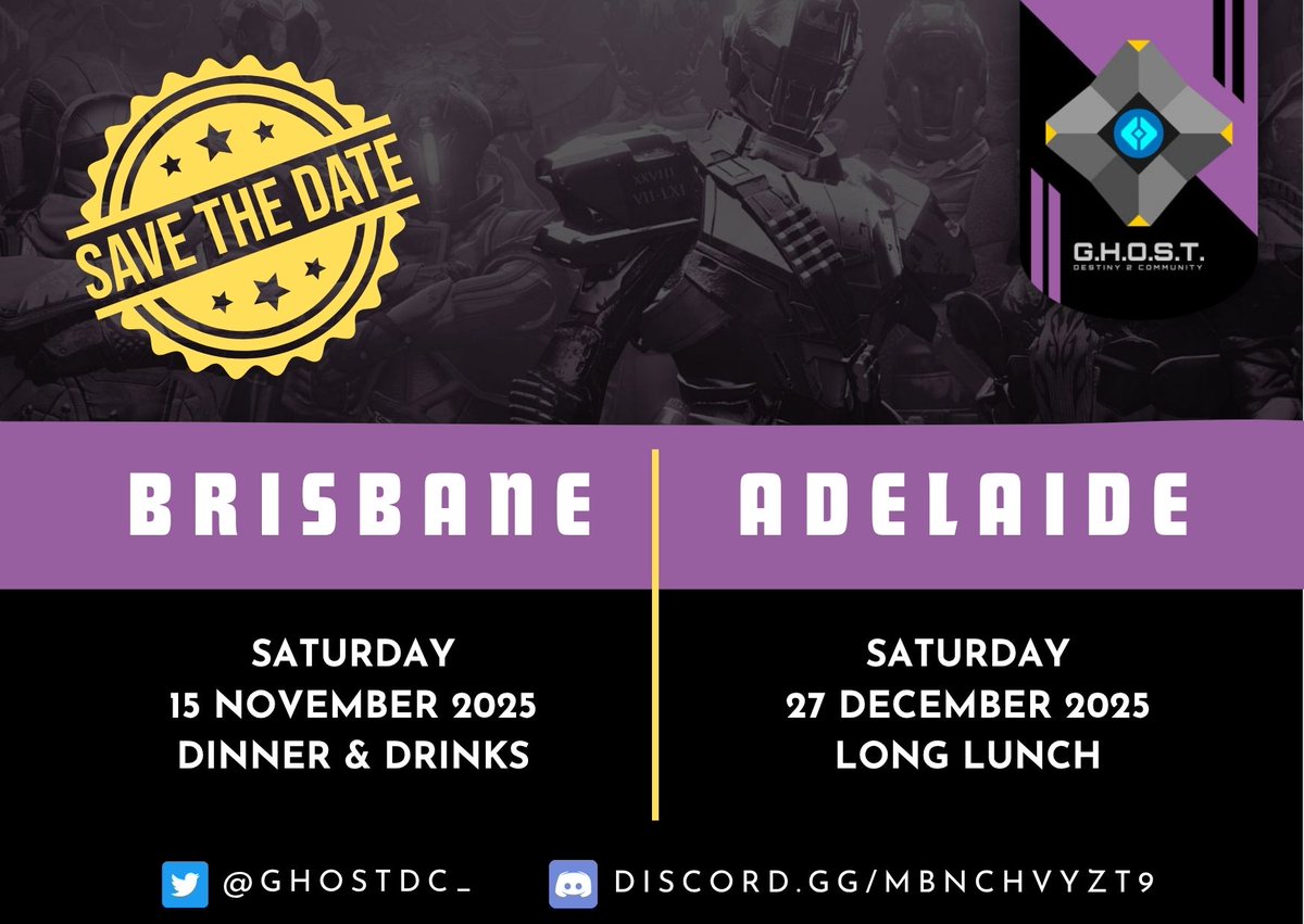 Have the post-PAX blues hit you yet?

Let us help!

Lock in these dates for the next GHOST events to wrap up our year.

See you in Brisbane 15 November &amp; see you in Adelaide 27 December! 🫰

More details coming soon 🥳