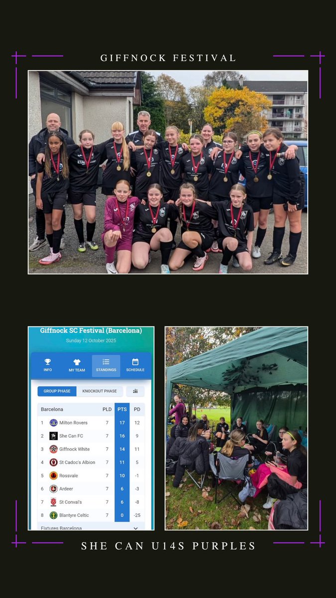 October Week but still some She Can FC teams in action this weekend 💪 

Our She Can FC Ladies Purples team played a friendly on Friday night against Clydesdale Football Academy 💜

And our U14s Purples had an awesome day today at the Giffnock Festival 💜

They all had a blast