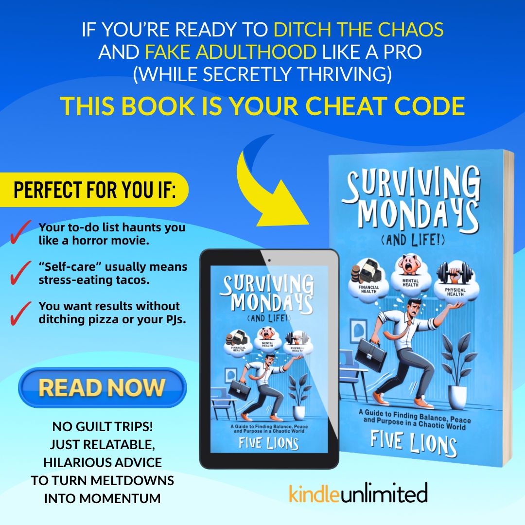book_khaleesi's tweet image. ✅ Laugh-out-loud advice
✅ Science-backed strategies
✅ Zero judgment
amazon.com/dp/B0F1T3W3TH
Join the rebellion against adulting!
Balance is possible—and way funnier than you think.
#Free #kindleunlimited

#selfhelp #humor #mustread #findingbalance #guidebook #bookboost