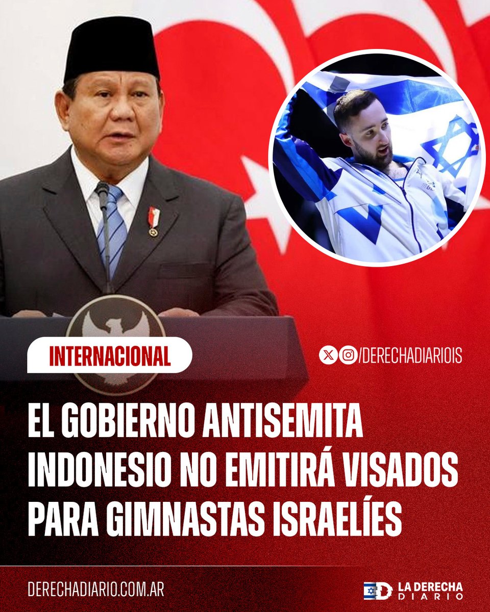 🇮🇩🇮🇱 | El gobierno de Indonesia anunció que rechazará la emisión de visas para las gimnastas israelíes que iban a competir en el Campeonato Mundial de Gimnasia en Yakarta.