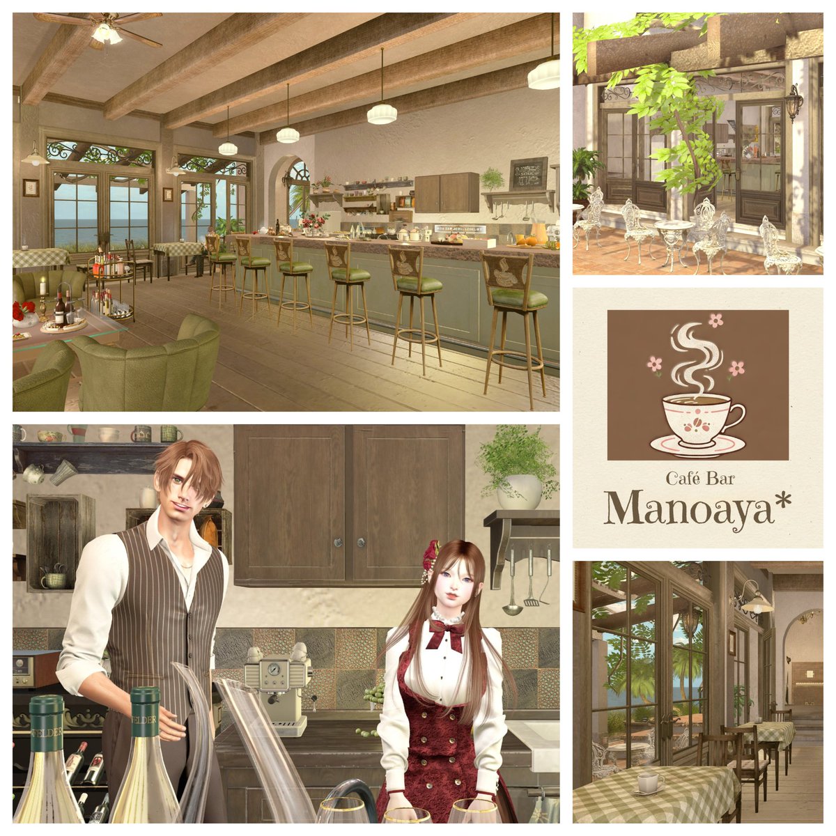 本日の２２時～２３時(JST)
改装後初めての
Cafe Bar Manoaya開店します✨
ぜひお立ち寄りください😊
[REN]のTP地点から
階段を降りたところにある
海辺の建物になります。
Manoaya➡
maps.secondlife.com/secondlife/Str…