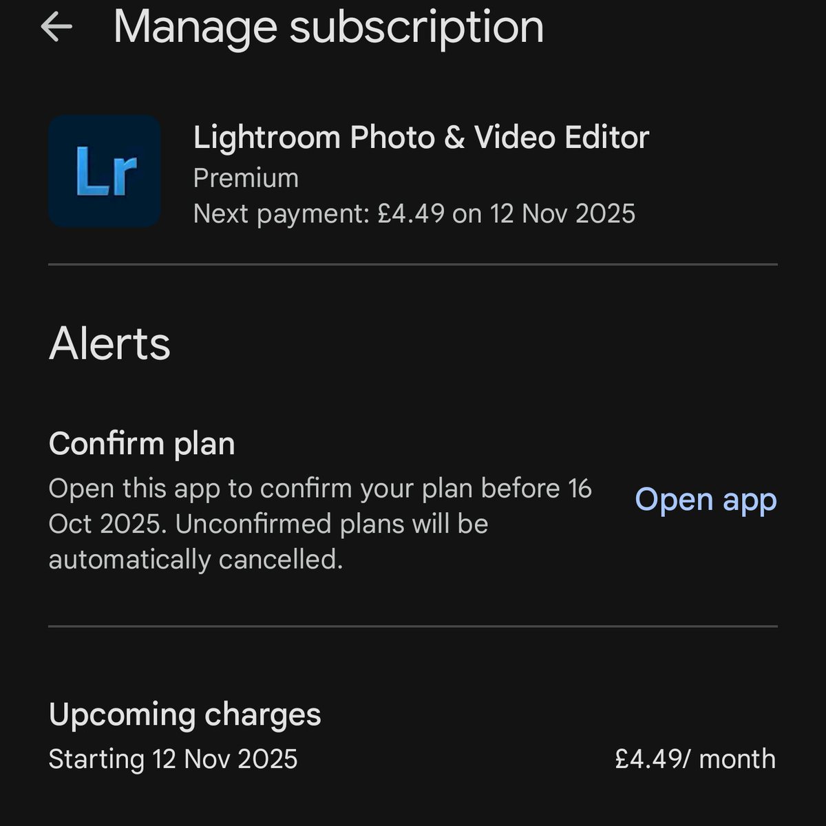 Rosscohh's tweet photo. @AdobeCare Please help, I signed up to lightroom via google play but it didn't register with Adobe and every time I click to confirm plan on my play store, nothing happens https://t.co/DO32dij7aA