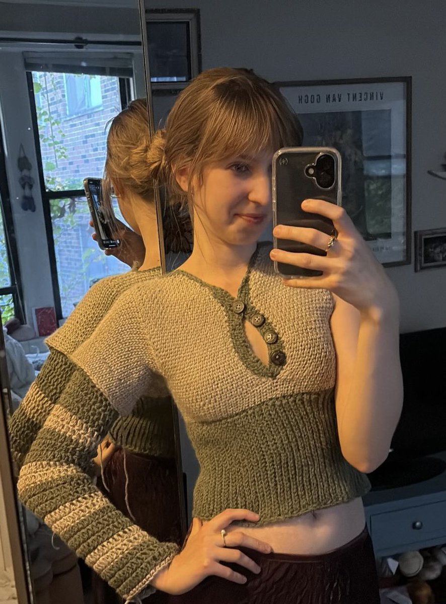 emmacrochets's tweet image. new crochet pattern wip- the faux layered henly for when you want some early 2000s bella swan realness (but want it to be made by u)