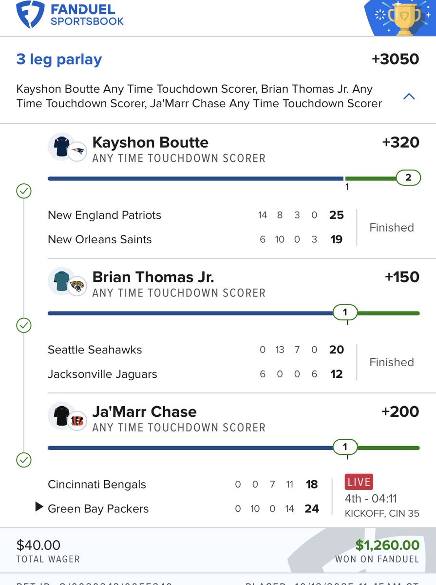 WhoTrynaBet's tweet image. Chase cashed the #STTDB parlay at the death.. what a sweat.