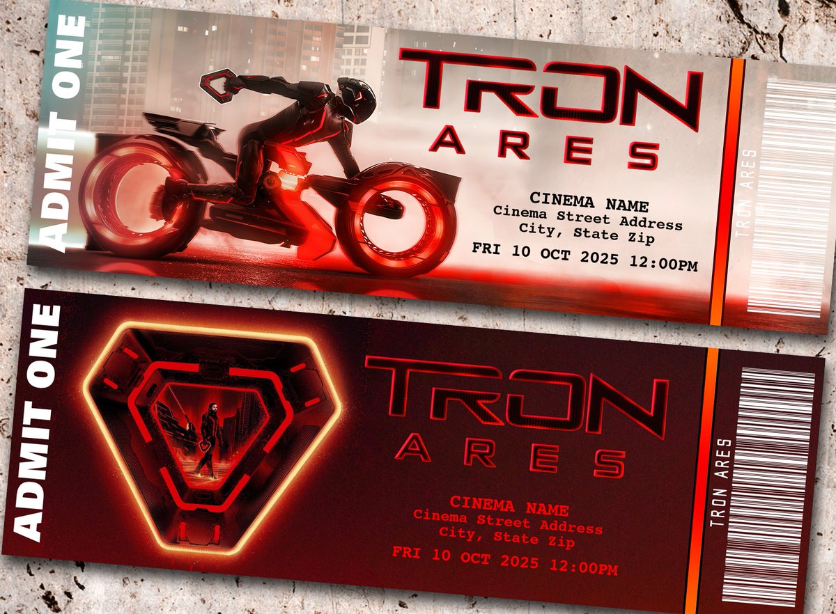 appacadappa's tweet photo. TRON ARES Collectible Keepsake Movie Tickets  https://t.co/vFw1jRomC2
#TronAres📷 https://t.co/1paElfltfa