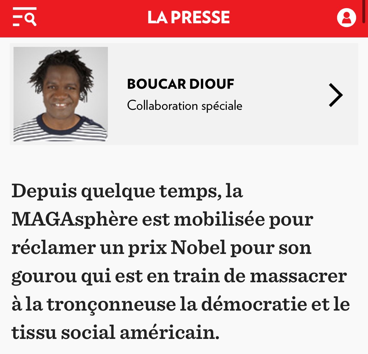 Alain Patenaude (@alainpatenaude7) on Twitter photo Lettre ouverte à Boucar Diouf
<a href="/BoukarDiouf/">Boucar Diouf</a>
Boucar,
Je t’ai longtemps écouté avec admiration. Ton humour, ta sagesse tranquille, ta manière de raconter le monde avec poésie et bon sens m’ont souvent touché. Tu étais, pour moi, une voix lucide dans le vacarme ambiant. Mais Lettre ouverte à Boucar Diouf
<a href="/BoukarDiouf/">Boucar Diouf</a>
Boucar,
Je t’ai longtemps écouté avec admiration. Ton humour, ta sagesse tranquille, ta manière de raconter le monde avec poésie et bon sens m’ont souvent touché. Tu étais, pour moi, une voix lucide dans le vacarme ambiant. Mais