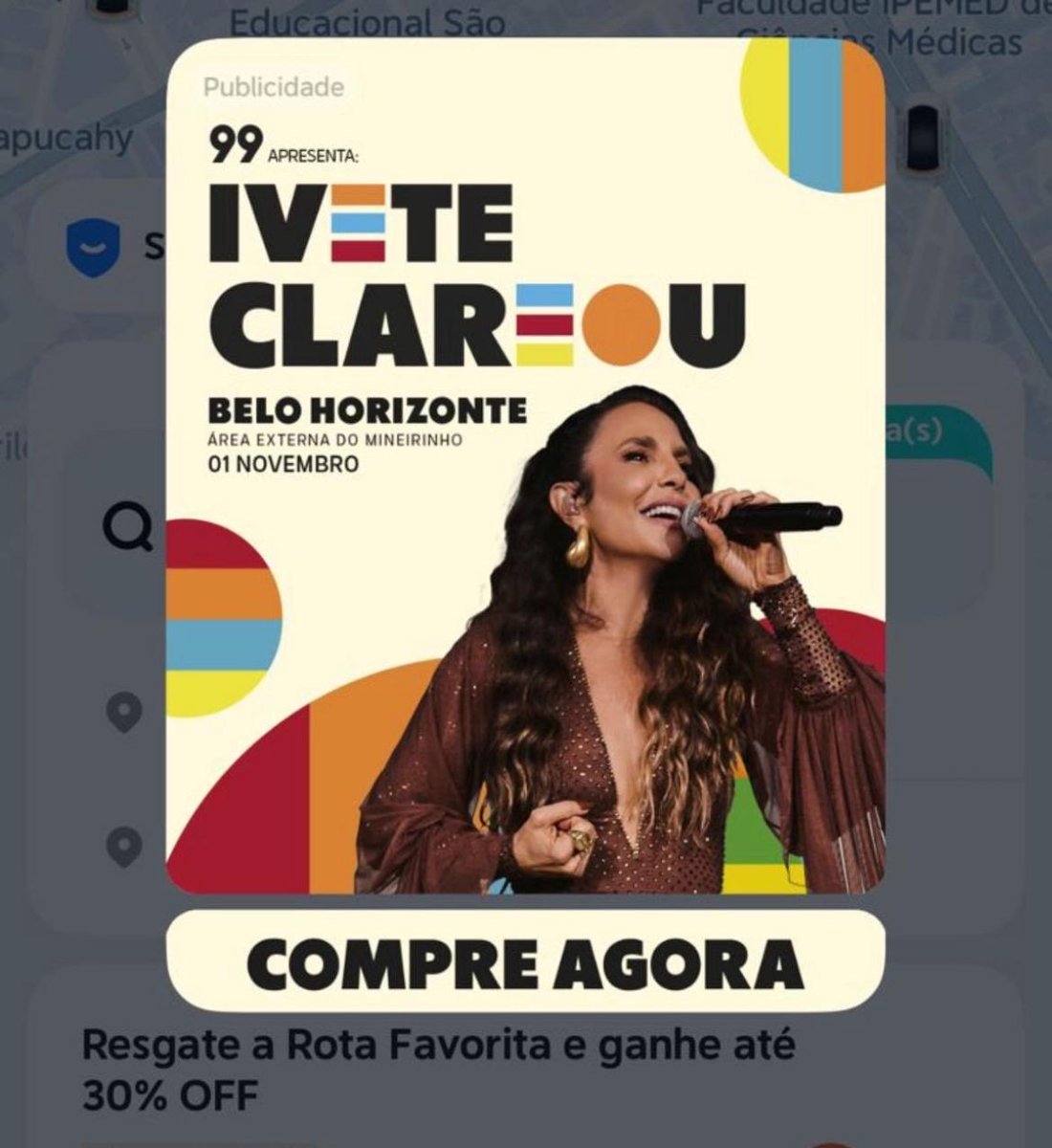 MinasAxe's tweet photo. Fui pedir um 99 e eles me ameaçaram pedindo pra comprar ingressos pro show de samba da Ivete Sangalo, estou totalmente Intemporal com isso https://t.co/5A1WRwZXMm