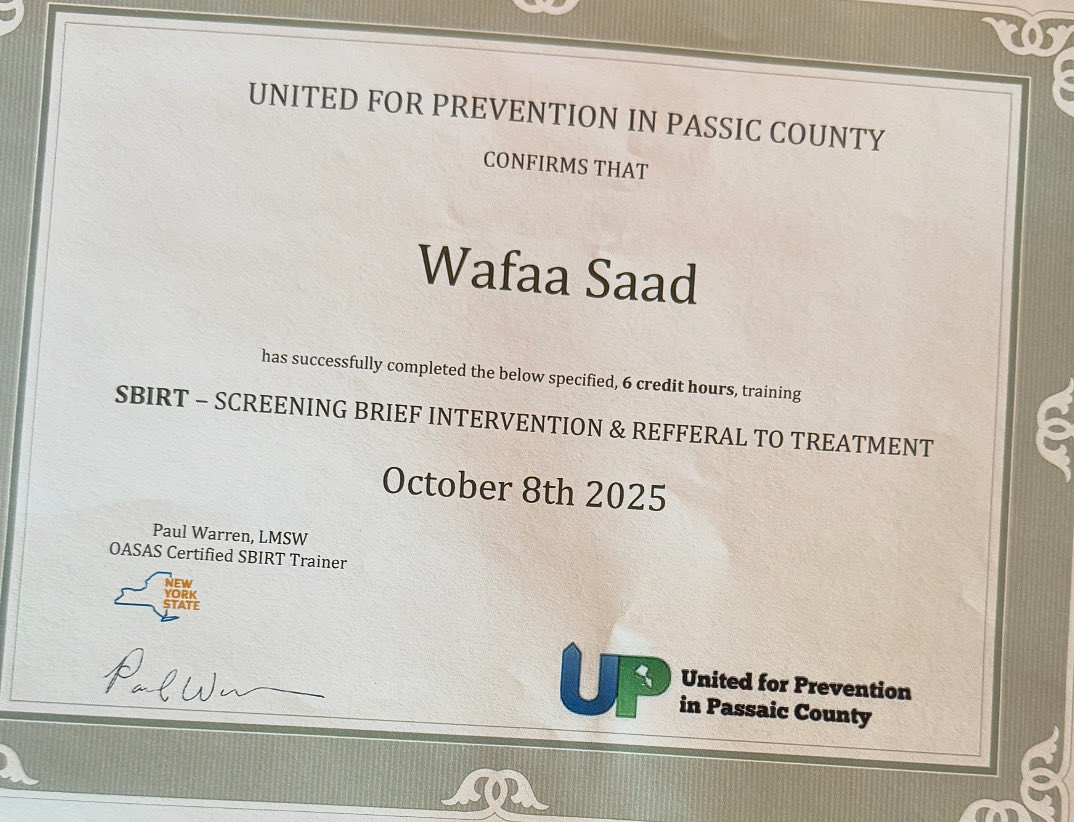 Thank you for United For Prevention In Passaic County and William Paterson University for offering free classes for continued education for non profit.
