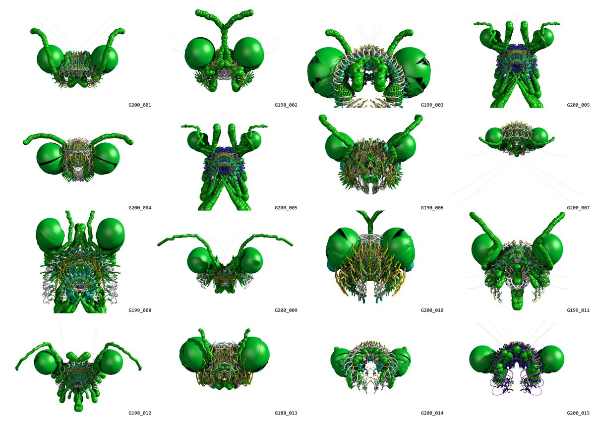 Family of "Fly Head" 3D forms evolved over 200 generations. Excerpt from "Evolution and Foundation" Art Exhibition opening  Oct 17th <a href="/OxoTowerWharf/">Oxo Tower Wharf</a>
London
<a href="/WilliamLatham1/">William Latham</a>
<a href="/GoldsmithsUoL/">Goldsmiths, University of London</a>
#art #AIart #GoogleGemini #ArtandAI #HumanAICollaboration #digitalart #modernart #generativeai