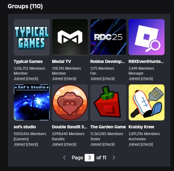RobloxTodayES's tweet image. Roblox ha aumentado el límite máximo de grupos unidos de 100 a 110, lo que permitirá tener más grupos unidos al mismo tiempo.
#ROBLOX #RobloxDev #RobloxDevs #RobloxStatus