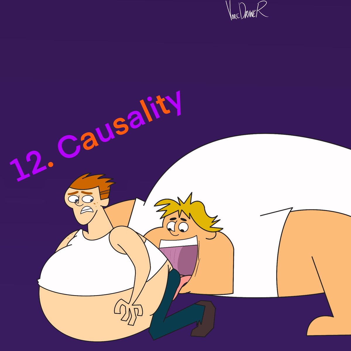 Vore_Drawer's tweet photo. Voretober Day 12: Causality 

Scott enjoying his full belly until Owen found his full belly prey https://t.co/gjV3FwAHFQ