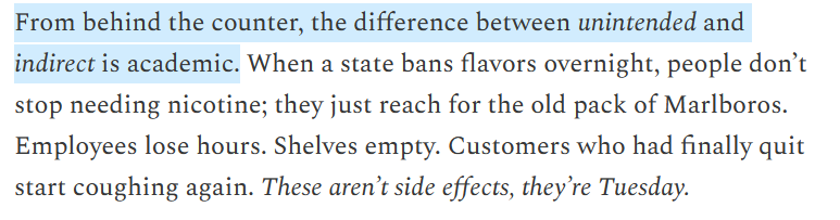 ArielleSelya's tweet photo. Must-read reaction to my substack last week on my shift in language from "unintended" to "indirect" consequences: https://t.co/ssjaXbadPO