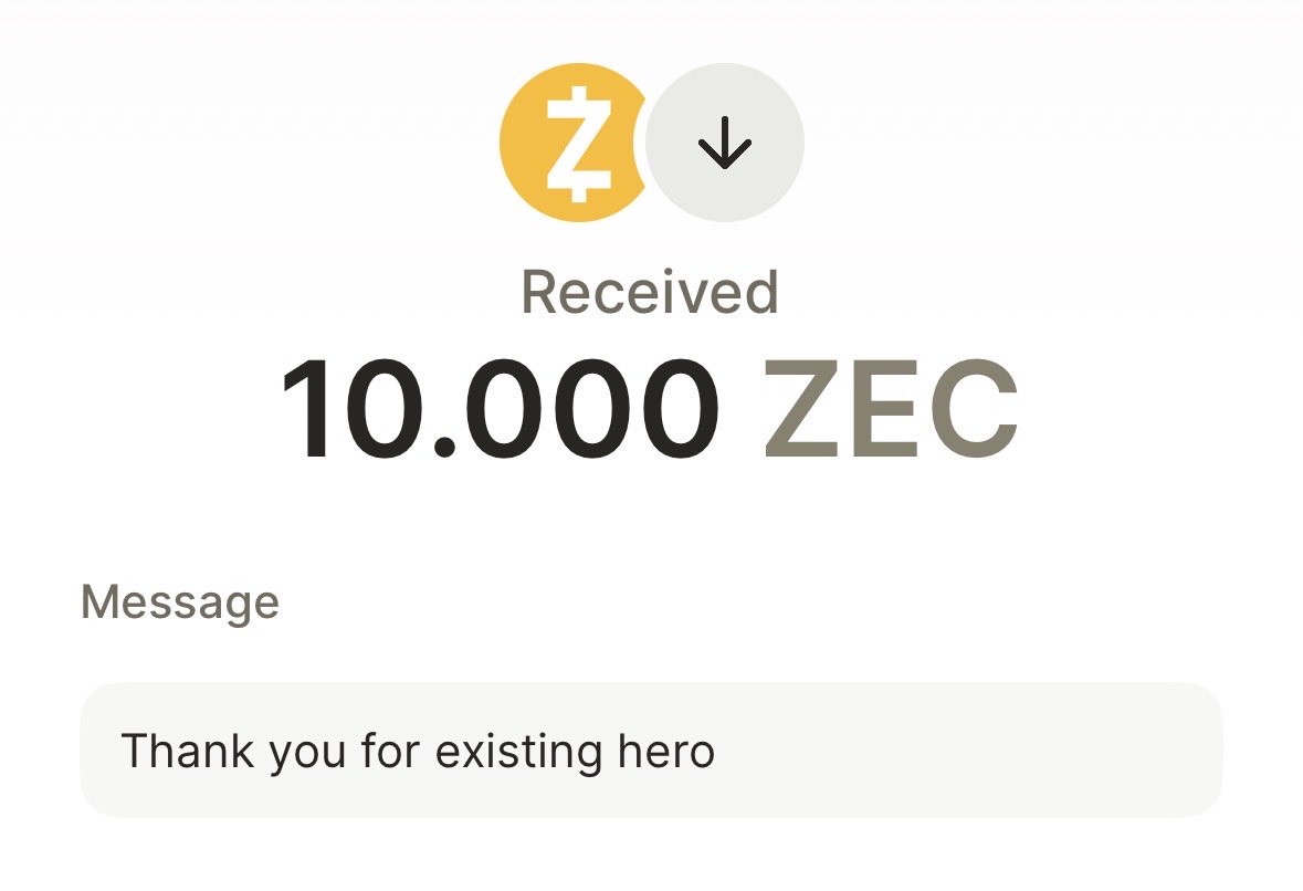 r1csqap's tweet image. I was quietly sending 0.1 ZEC to people in my replies/DMs ~~~ and I suddenly received 10 ZEC from someone 🖤🐈⬛🗝️