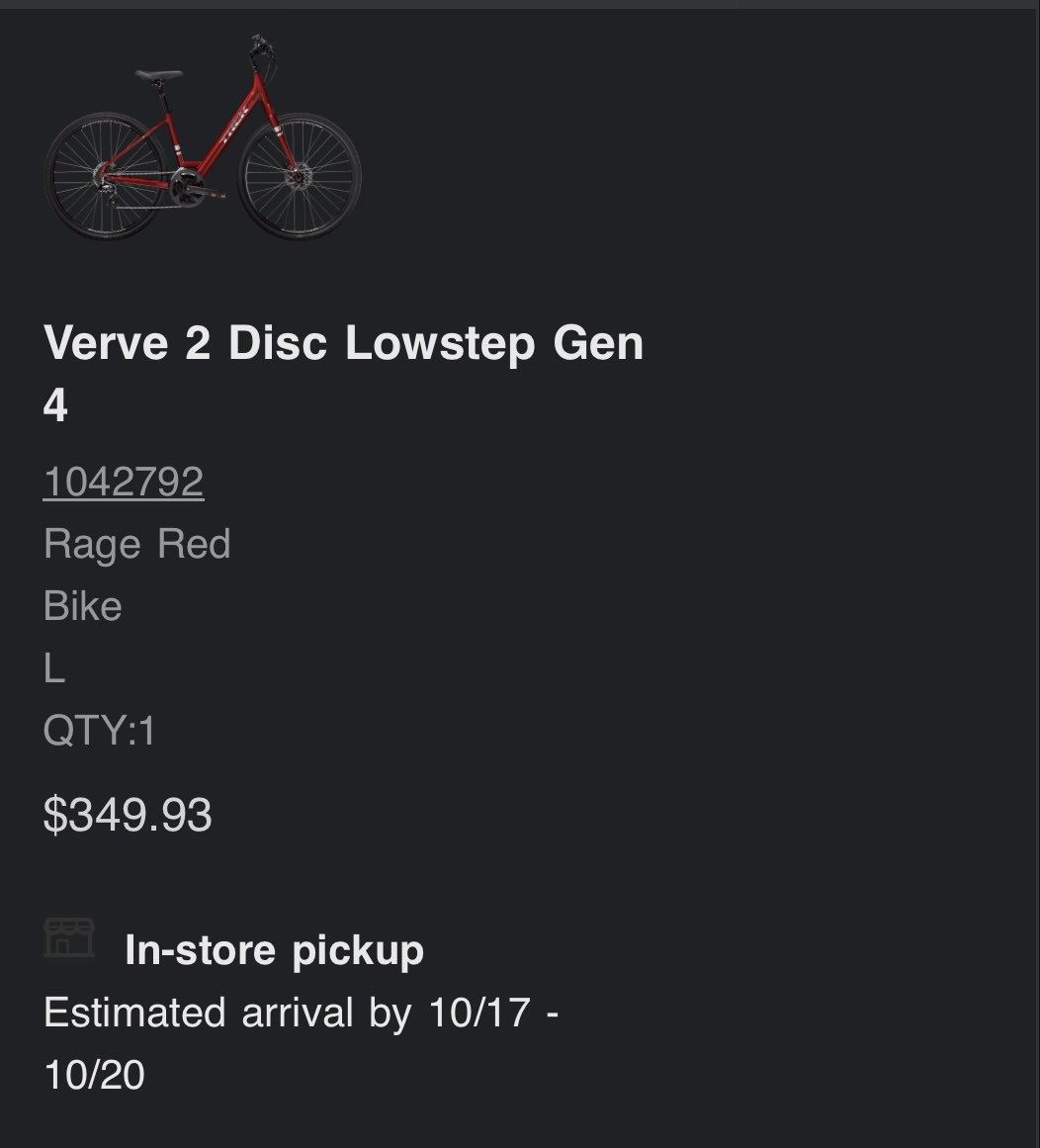 betterjasonmac's tweet image. I’ve been looking at Trek bikes and came across this smoking deal.

They were 800 in the store, only one color choice but I’m ok with it.

Now I can get some exercise I enjoy with my Son when it comes in.
