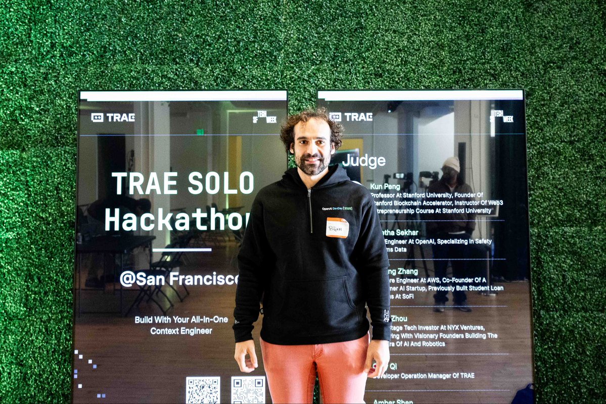 BijanTavassoli's tweet image. Wrapping up #SFTechWeek with the  @Trae_ai hackathon Building the future was never easier (or more fun) 🤩