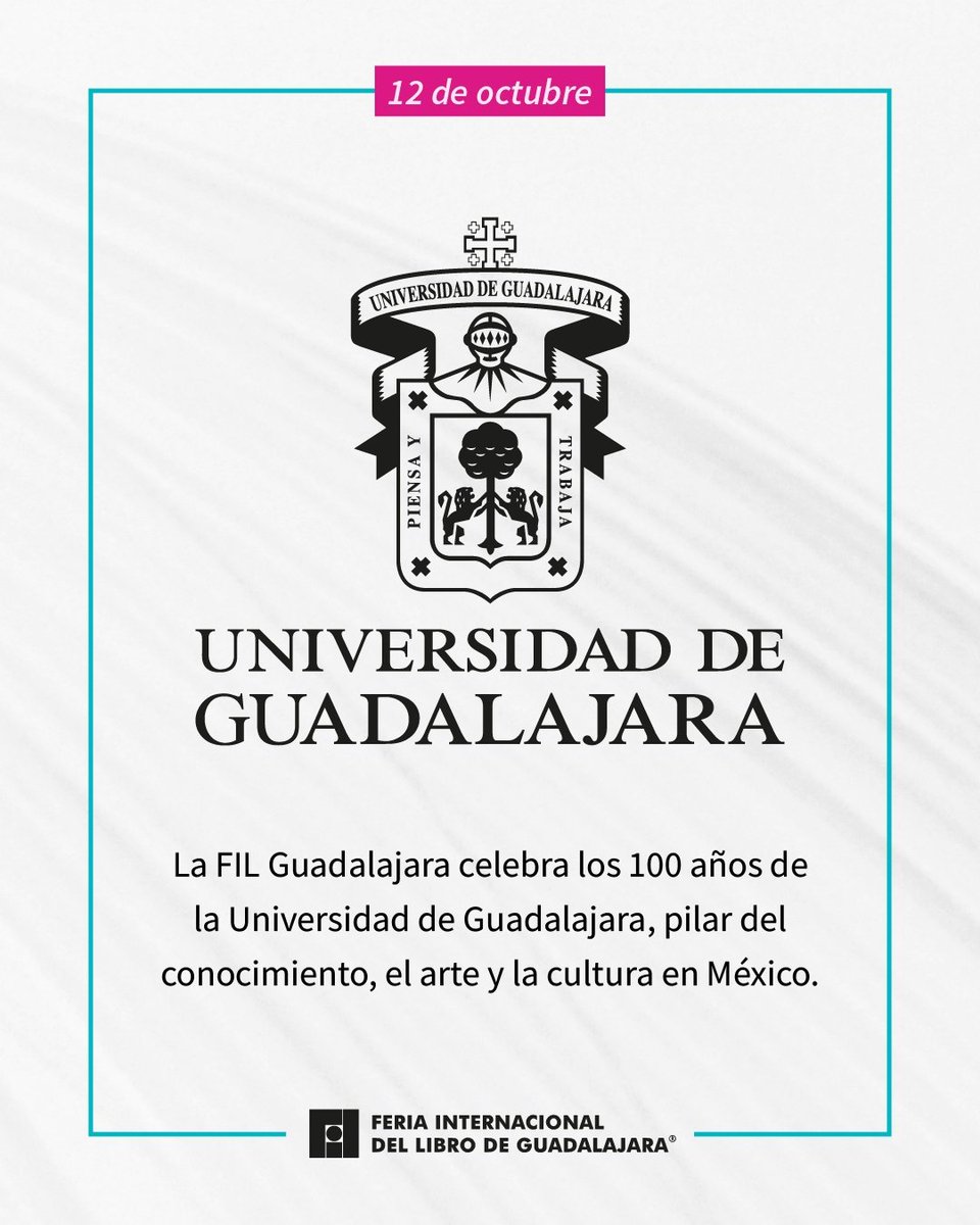 ¡Hoy celebramos los 100 años de la Universidad de Guadalajara! 📖✨️

Un siglo de conocimiento, cultura y compromiso con la educación pública. 🦁🖤

¡Felicidades, <a href="/udg_oficial/">Universidad de Guadalajara</a>!

#CreciendoJuntos #UdeG100Años