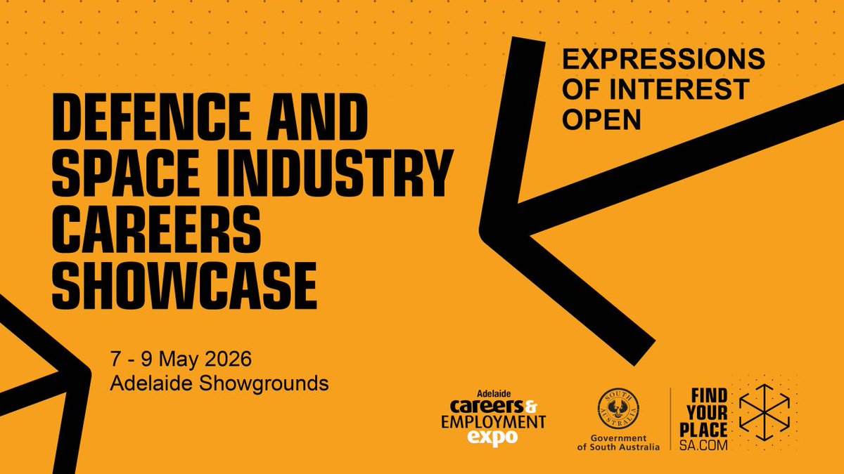 SASIC_Aus's tweet image. 📣 Calling local space industry! Don’t miss your chance to exhibit at the Defence & Space Industry Careers Showcase, from 7-9 May 2026 at the Adelaide Showgrounds.
Email your interest by Fri 17 Oct 2025 👉 tinyurl.com/46b9hukk
#SpaceState #SpaceToBe #FindYourPlaceSA