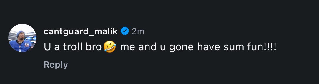 Malik Nabers comment on Jaxson Dart’s latest Instagram post, I can’t wait🥹🥹