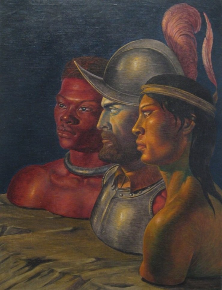 «¡Somos indios, somos españoles, somos latinos, somos negros, pero somos lo que somos y no queremos ser otra cosa!» 
-Manuel Ugarte, escritor argentino, 1912.  

Imagen: «Las tres razas» del venezolano Pedro Centeno Vallenilla, 1946.