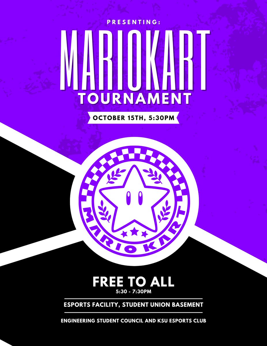 Join us THIS WEDNESDAY at 5:30pm for a MarioKart tournament! We have partnered with the Engineering Student Council for this FREE event!