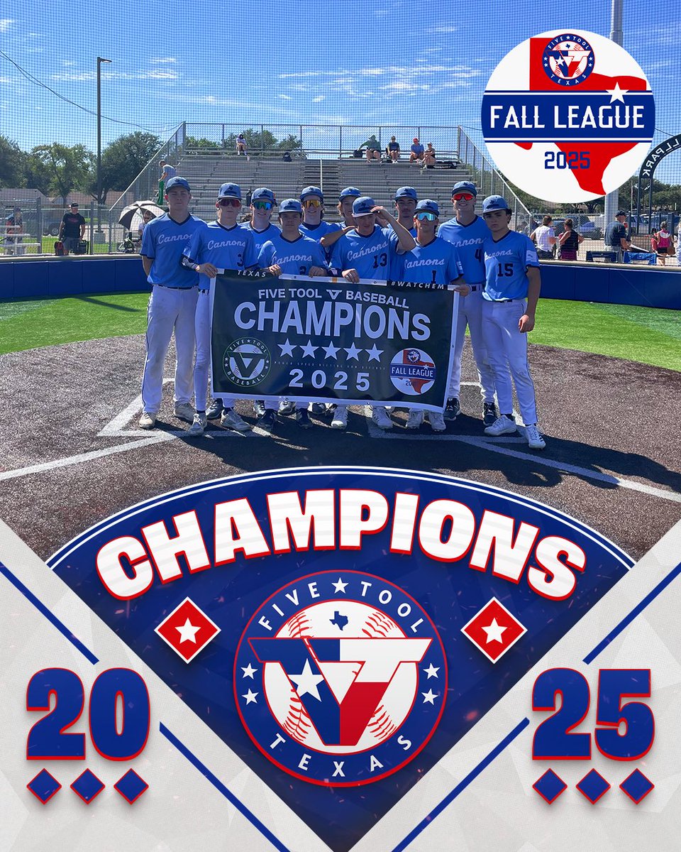 🏆CHAMPIONS🏆

Congrats to <a href="/TexasCannonsBB/">Texas Cannons</a> 2027 Solomon on winning the 18U League Championship of the <a href="/FiveTool/">Five Tool Baseball</a> Texas #DFWFallLeague!

#WatchEm