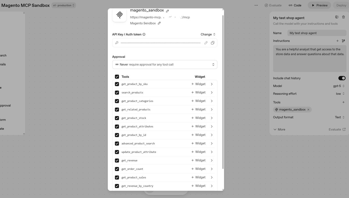 Magenable's tweet image. 🚀 Connect your #Magento store with OpenAI Agent Builder!
We’ve released an open-source Magento MPC version that supports remote connection.
Check it out on GitHub (link in first comment).