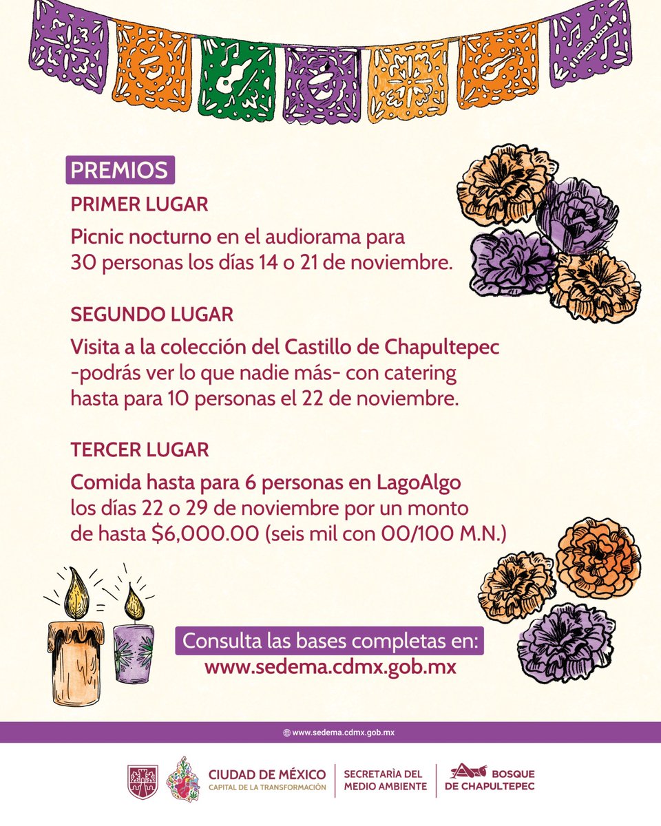 Porque tú lo pediste, se amplía la convocatoria para la recepción de propuestas 💀

Participa diseñando una ofrenda con materiales biodegradables o reutilizables, dedicada a compositoras y compositores que hayan dejado huella en la música y la cultura mexicana 💀
