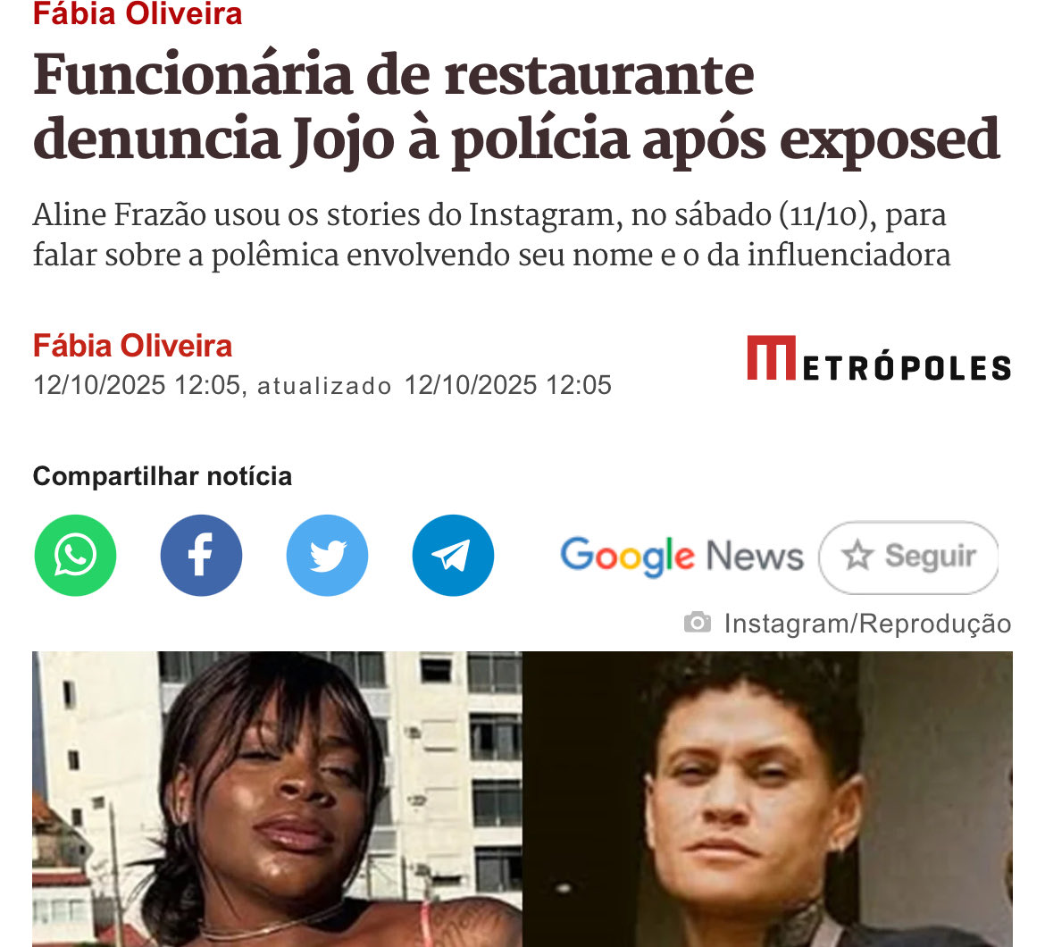 Bozoloide adora censurar, demitir, linchar. Agora foi a vez de Jojo Todynho, ou Jojo X9, ou Jojo Dedo Dura ou Jojo Fake News. Viu que uma internauta que criticava seus posicionamentos políticos trabalhava num restaurante onde Jojo frequentava, e foi caguetar para a dona. Ainda