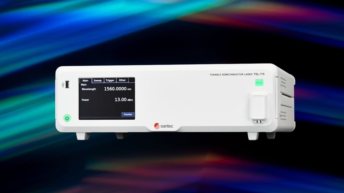 santec_corp's tweet image. Meet the TSL-775 Tunable Laser: ultimate precision for optical testing.
✔ 1480–1640 nm range
✔ 200 nm/s sweep
✔ &amp;lt;60 kHz linewidth
✔ +13 dBm output

🔬 Perfect for DWDM, silicon photonics, spectroscopy &amp;amp; more.
#TunableLaser #Photonics

inst.santec.com/products/test-…