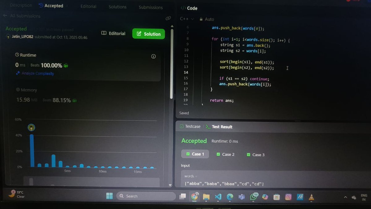 Jatin_lifo82's tweet image. 🌟Day 285 👨‍💻. 
Solve @geeksforgeeks || @LeetCode 
POTD Cpp⚡
Question LC. Find Resultant Array After Removing Anagrams 2273 Medium ✅. 
Question GFG.  Maximum Non Adjacent Nodes Sum Medium ✅. 
#geeksforgeeks #leetcode #DSA #POTD
@LeetCode @geeksforgeeks #CPP25 #CodingChallenge