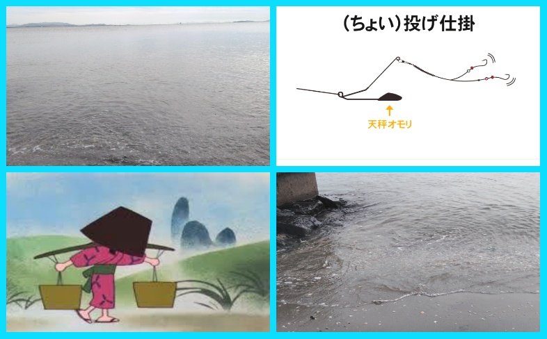 #鎮守府生活｢イカの道｣
今回は撒き餌を使えないため､イカの切り身を延々引き摺って魚達の興味を集めた

天秤重りが､砂埃を巻き上げる
　↓
小さな虫が居るかも?と魚が関心を示す
　↓
そこに､何故かイカの切り身が通過する

…という手口であるw

20分程流したところ､少しずつアタリが出始めたw