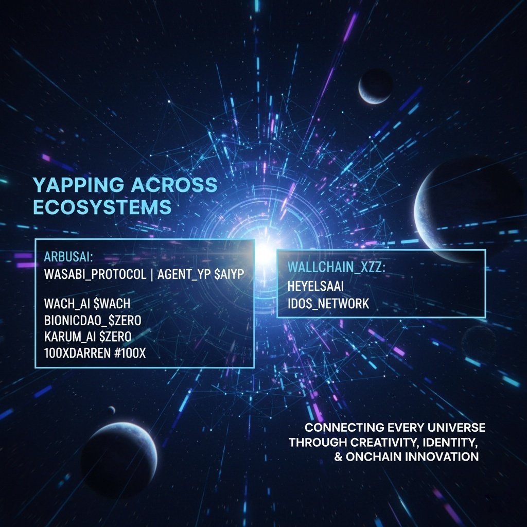 stnipu's tweet image. Yapping across ecosystems 

@arbusai:
@wasabi_protocol   @Agent_YP $AIYP   @Wach_AI $WACH   @bionicdao_ $ZERO   @karum_AI $ZERO   @100xDarren #100x

@wallchain_xyz:
@HeyElsaAI   @idOS_network

Connecting every universe through creativity, identity &amp;amp; onchain innovation