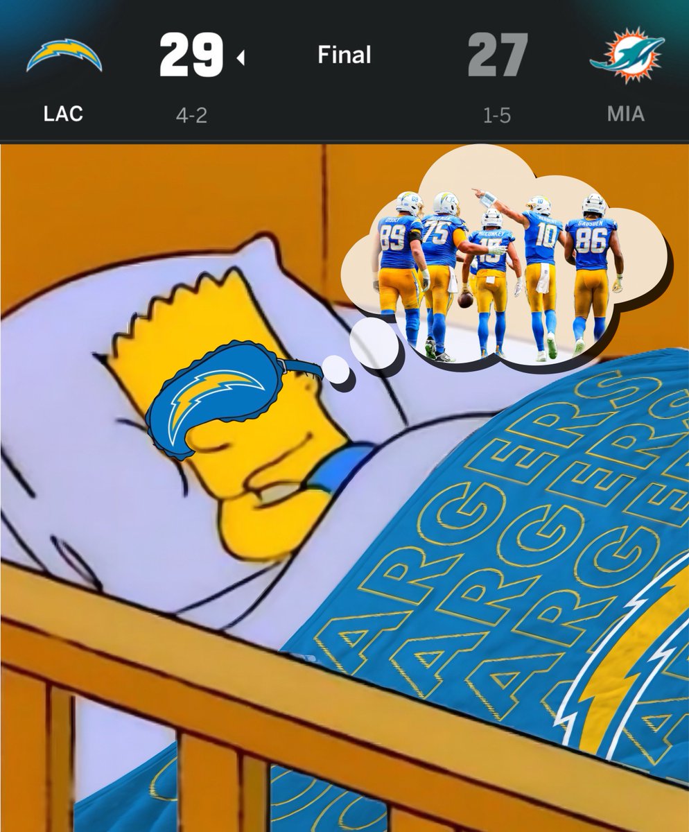 BoltUpYo's tweet image. How Chargers fans are sleeping tonight. 😇